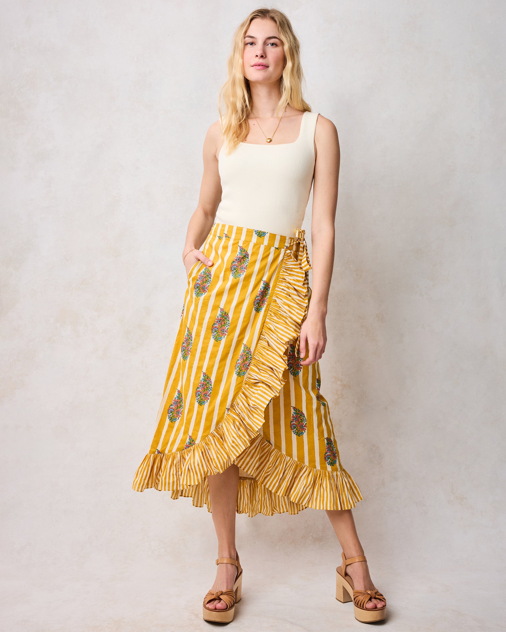 Paisley Petals - Cecily Skirt - Chamomile Glow – Printfresh