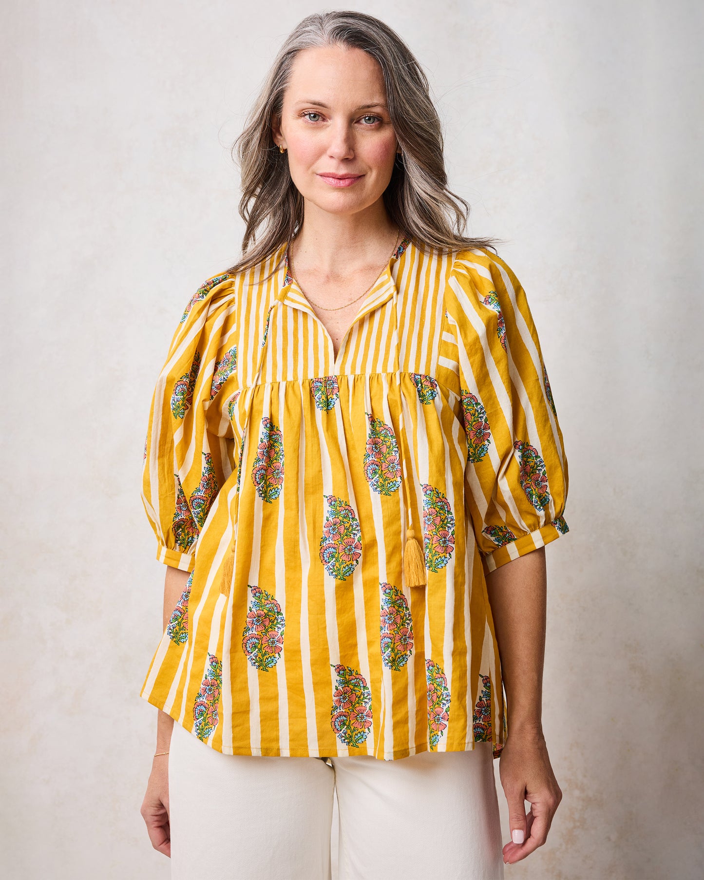 Paisley Petals - Greta Blouse - Chamomile Glow - Printfresh