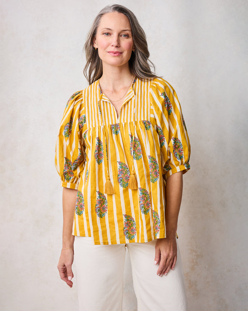 Paisley Petals - Greta Blouse - Chamomile Glow - Printfresh