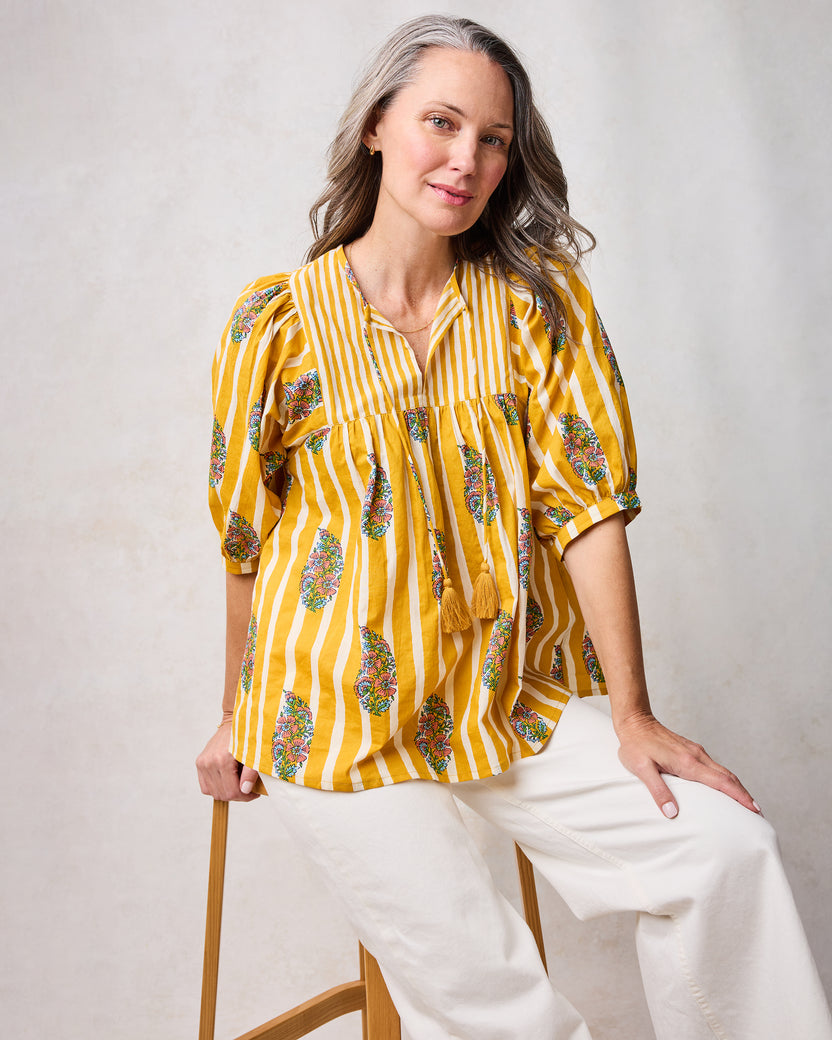 Paisley Petals - Greta Blouse - Chamomile Glow - Printfresh