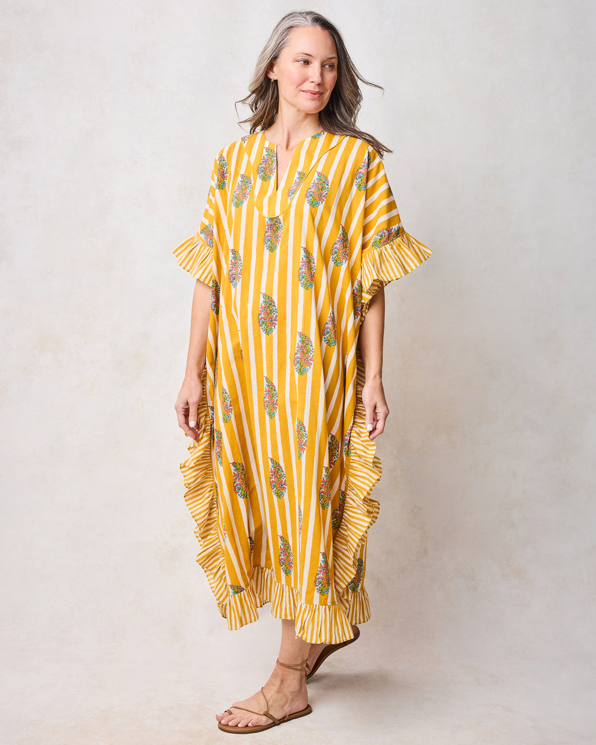 Paisley Petals - Harbor Caftan - Chamomile Glow - Printfresh