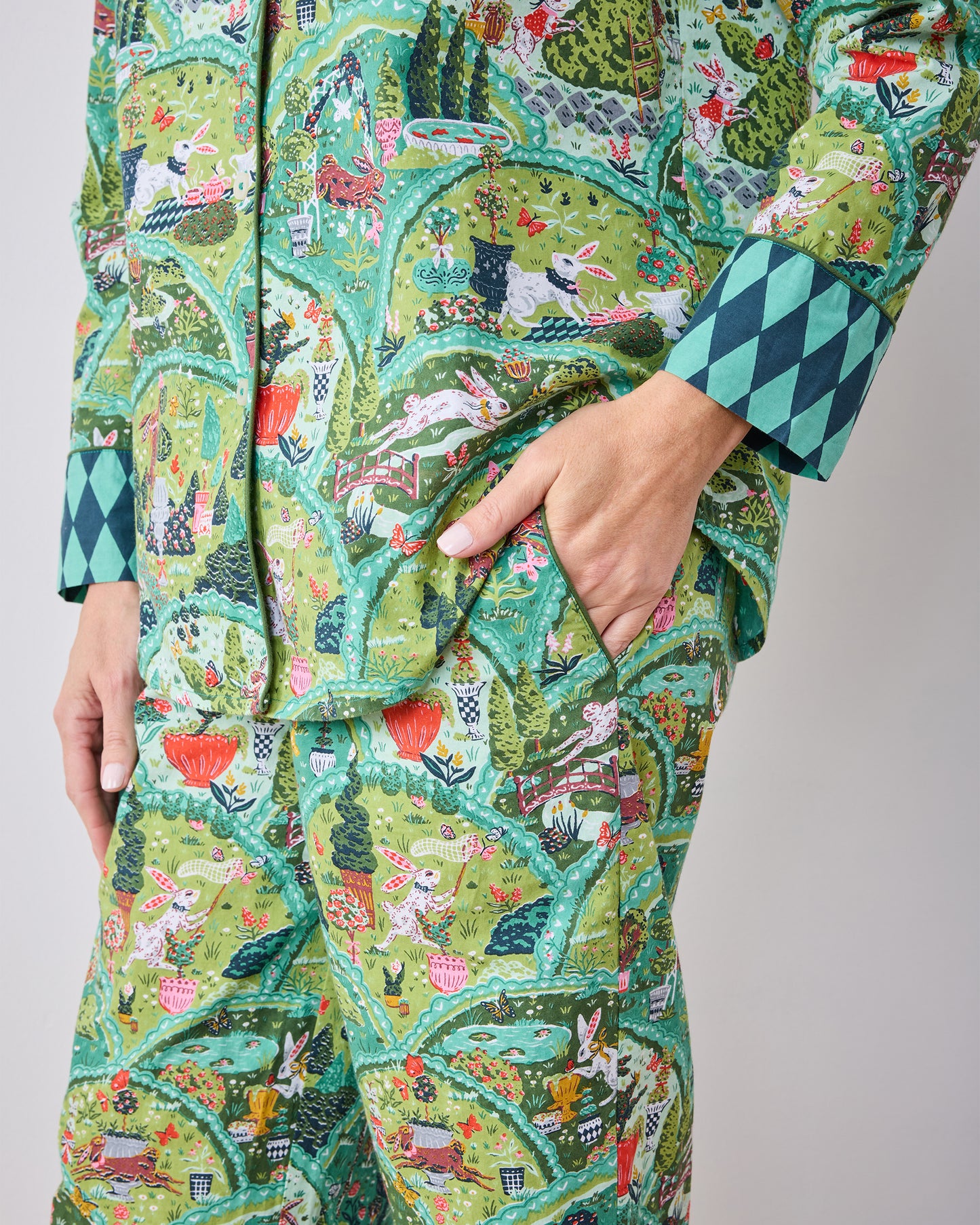 Rabbit Wonderland - Long PJ Set - Sage - Printfresh