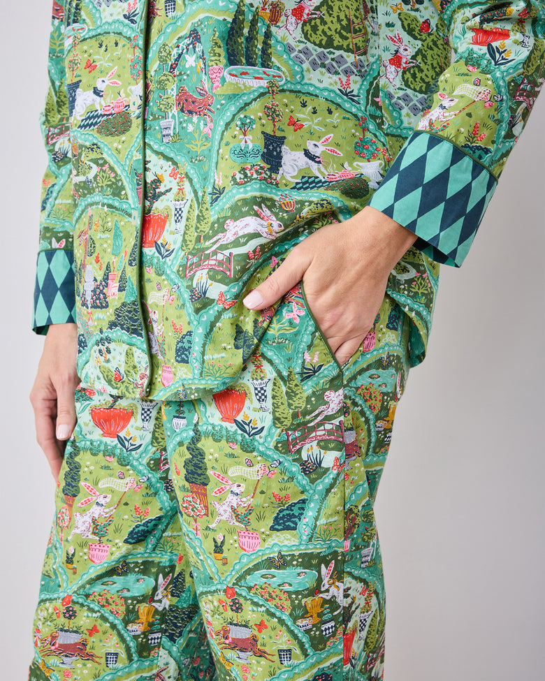 Rabbit Wonderland - Long PJ Set - Sage - Printfresh