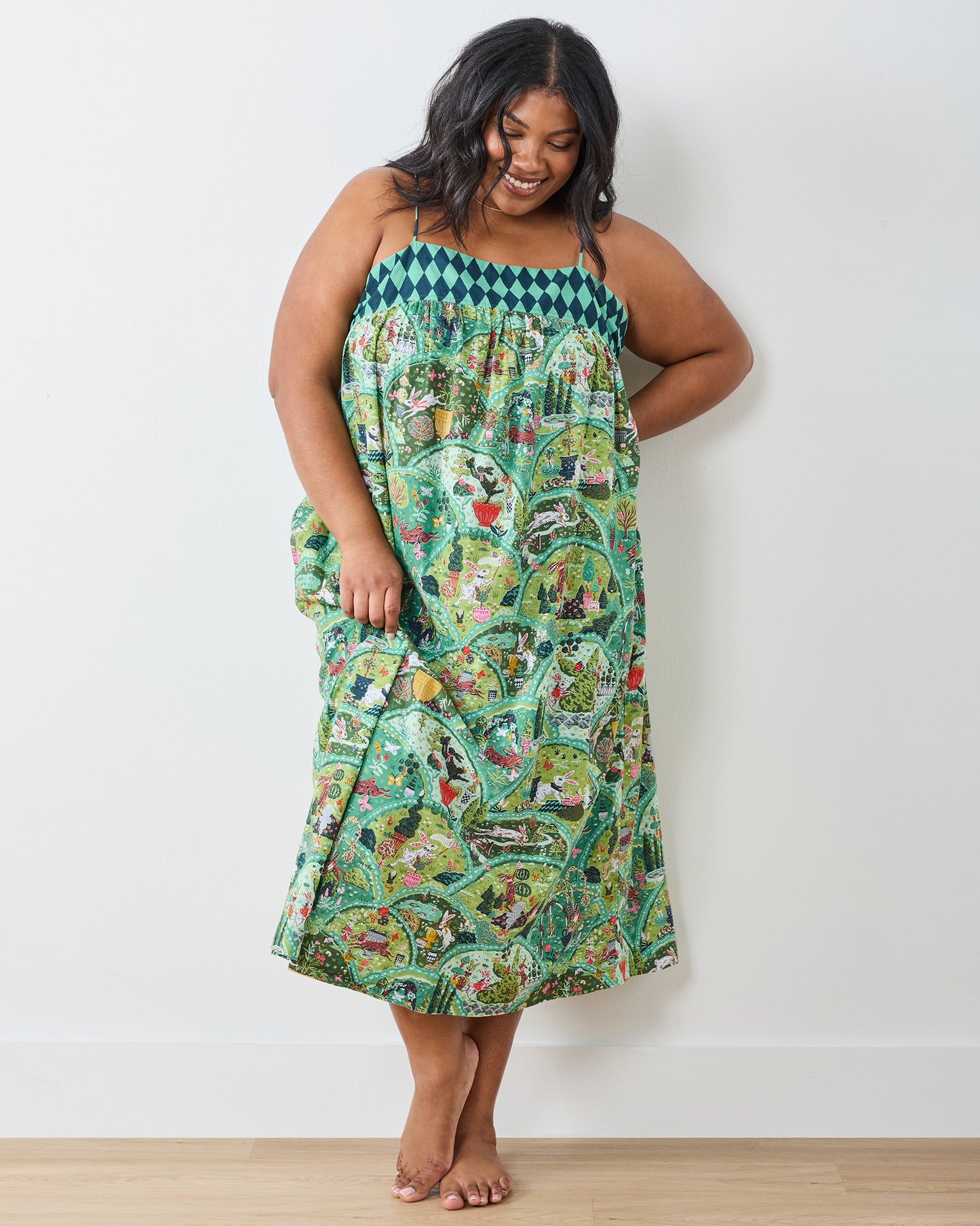 Rabbit Wonderland - Daydream Nightgown - Sage - Printfresh
