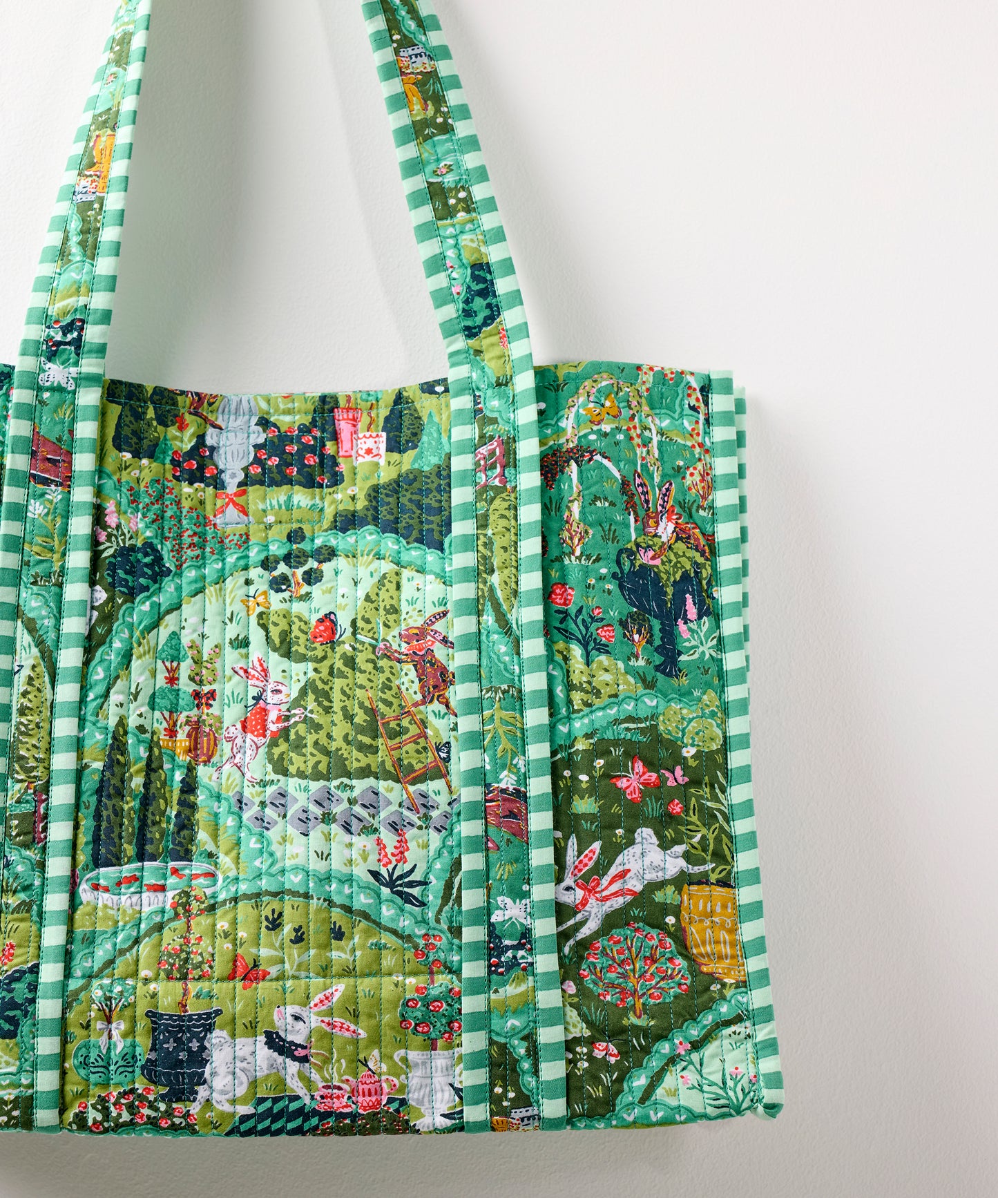 Rabbit Wonderland - Petite Traveler Tote - Sage - Printfresh