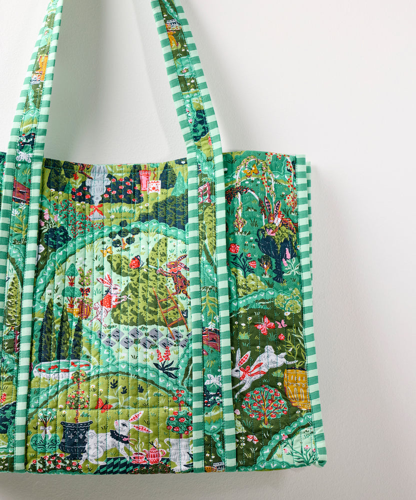 Rabbit Wonderland - Petite Traveler Tote - Sage - Printfresh