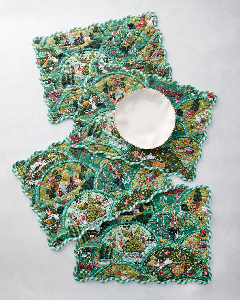 Rabbit Wonderland - Set Of 4 Placemats - Sage - Printfresh