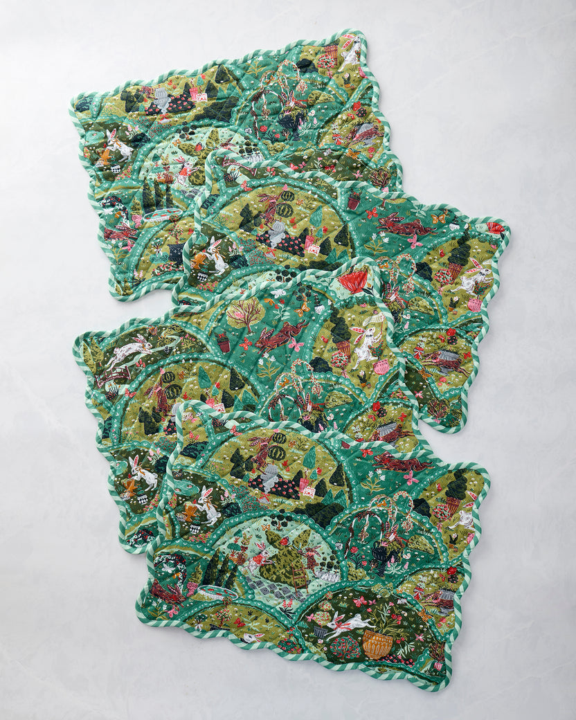 Rabbit Wonderland - Set Of 4 Placemats - Sage - Printfresh
