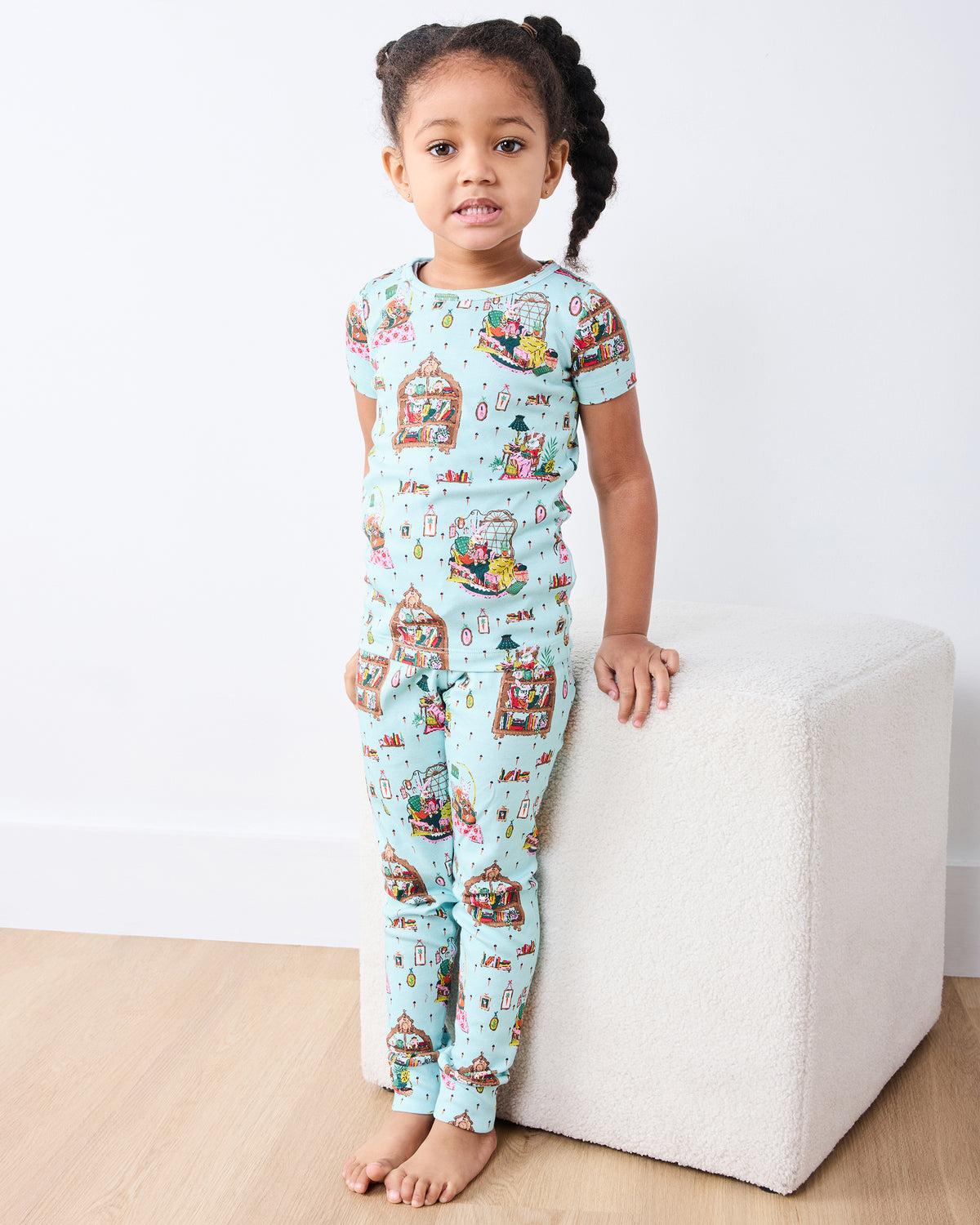 Reading Nook - Kids Short Sleeve PJ Set - Blue Burrow - Printfresh