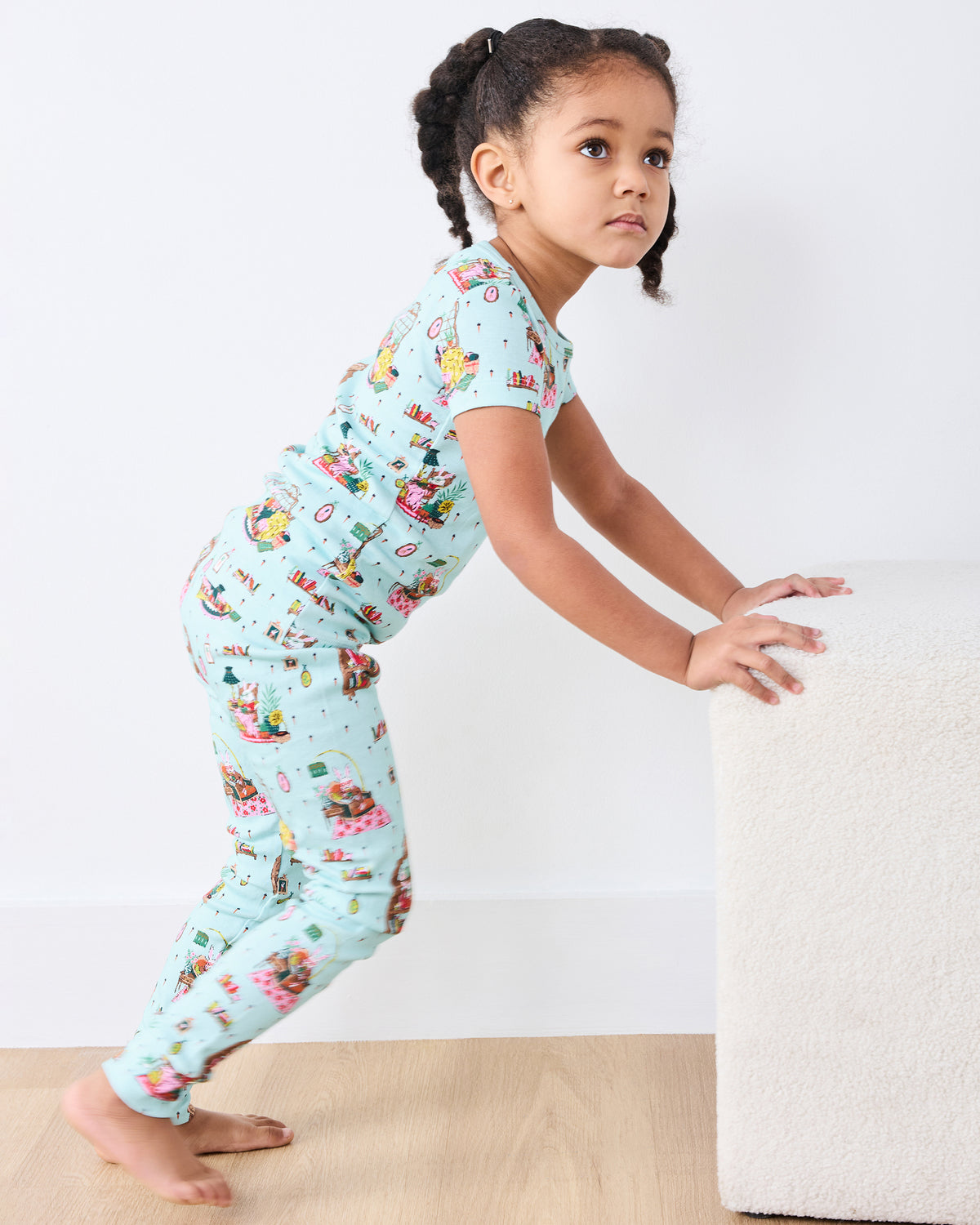 Reading Nook - Kids Short Sleeve PJ Set - Blue Burrow - Printfresh