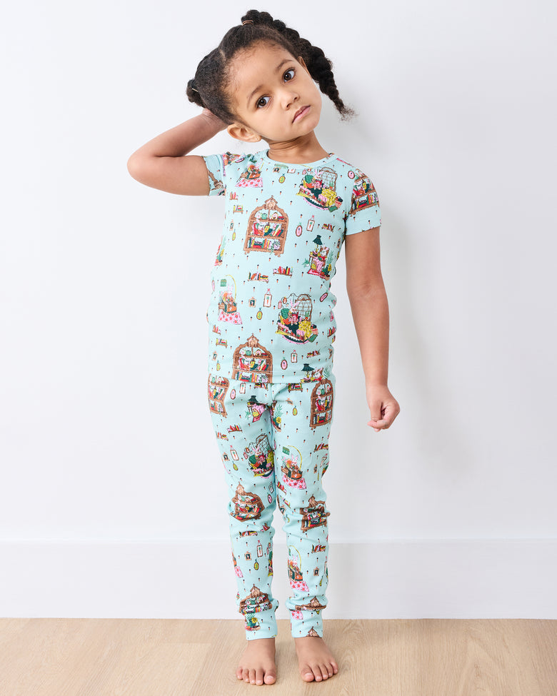Reading Nook - Kids Short Sleeve PJ Set - Blue Burrow - Printfresh