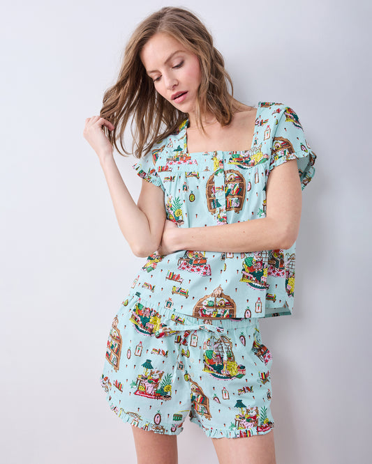 Reading Nook - Pintuck Short Set - Blue Burrow - Printfresh