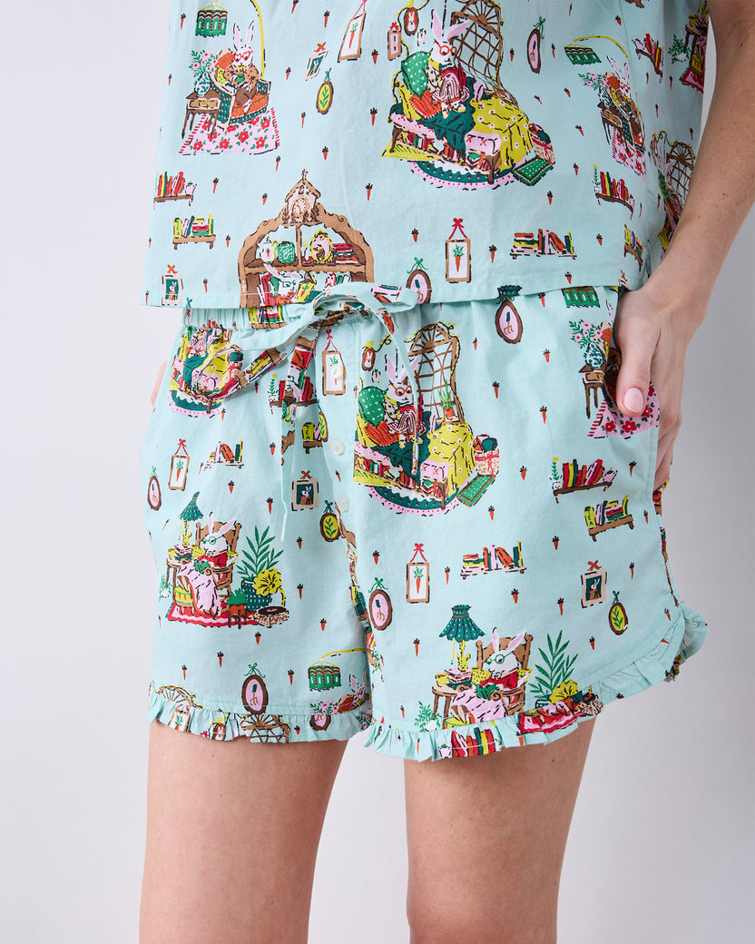 Reading Nook - Pintuck Short Set - Blue Burrow - Printfresh