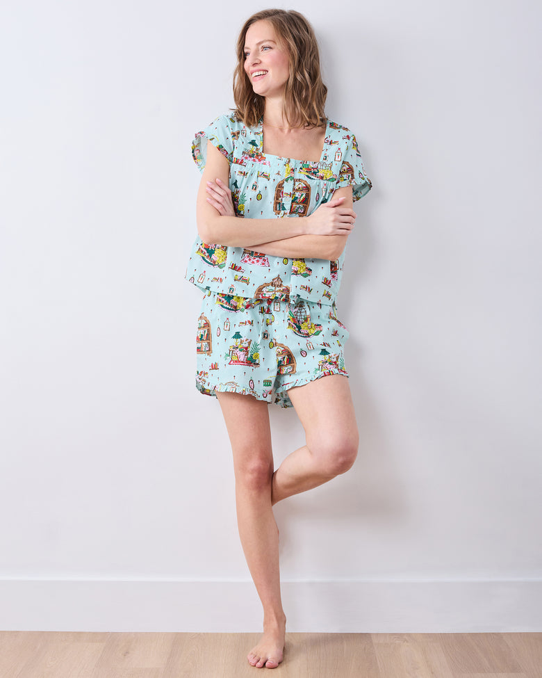 Reading Nook - Pintuck Short Set - Blue Burrow - Printfresh