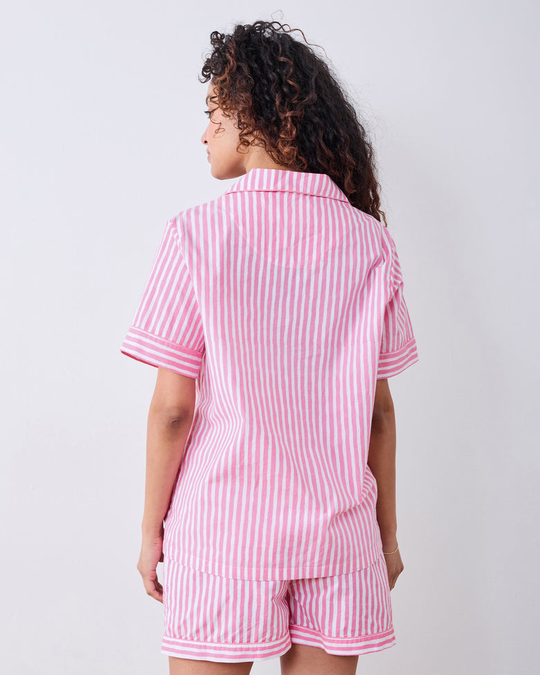 Spa Day Stripes - Short PJ Set - Pink Polish - Printfresh
