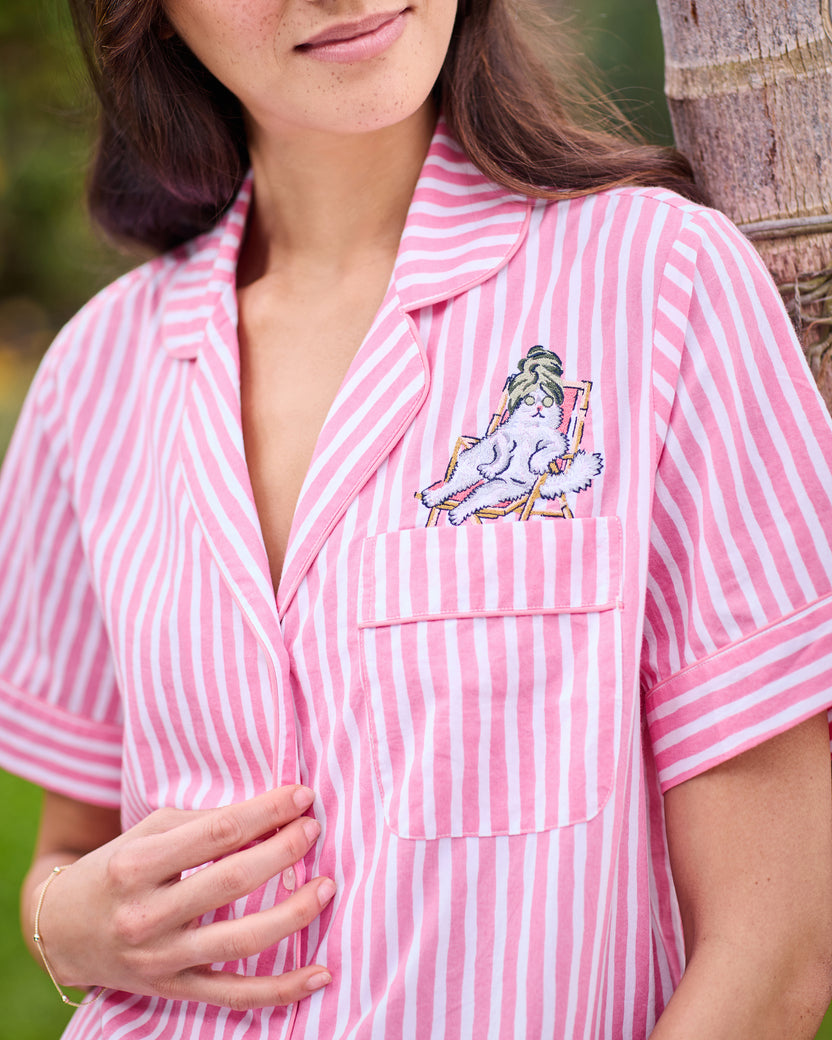 Spa Day Stripes - Short PJ Set - Pink Polish - Printfresh