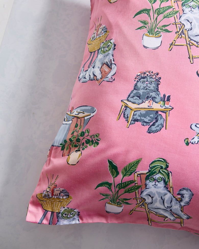Spa Day - Eco Satin Pillowcase - Pink Polish - Printfresh