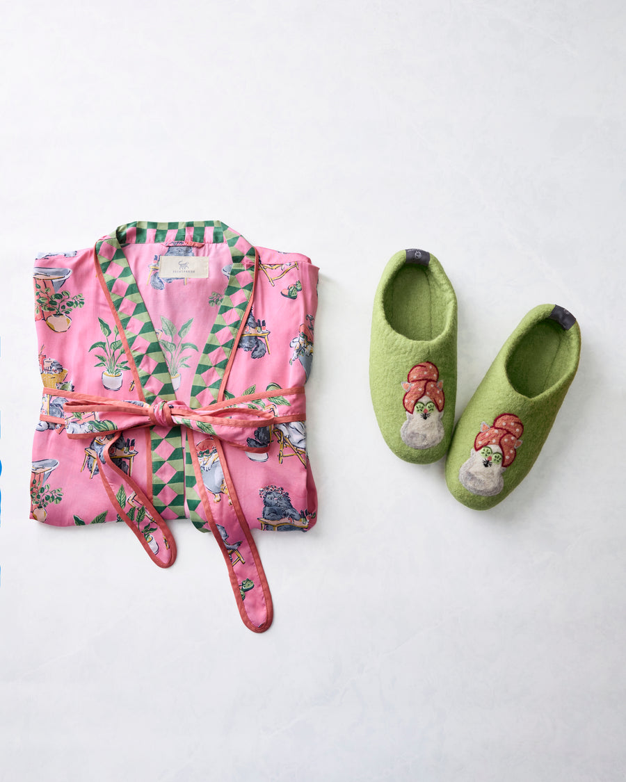 Spa Day - Eco Satin Robe & Slippers Bundle - Multi