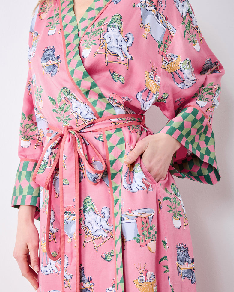 Pink Robe Captain Spa Day - Eco Satin Robe - Pink Polish – Printfresh