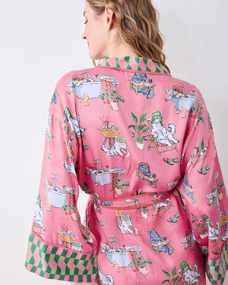 Pink Robe Captain Spa Day - Eco Satin Robe - Pink Polish – Printfresh