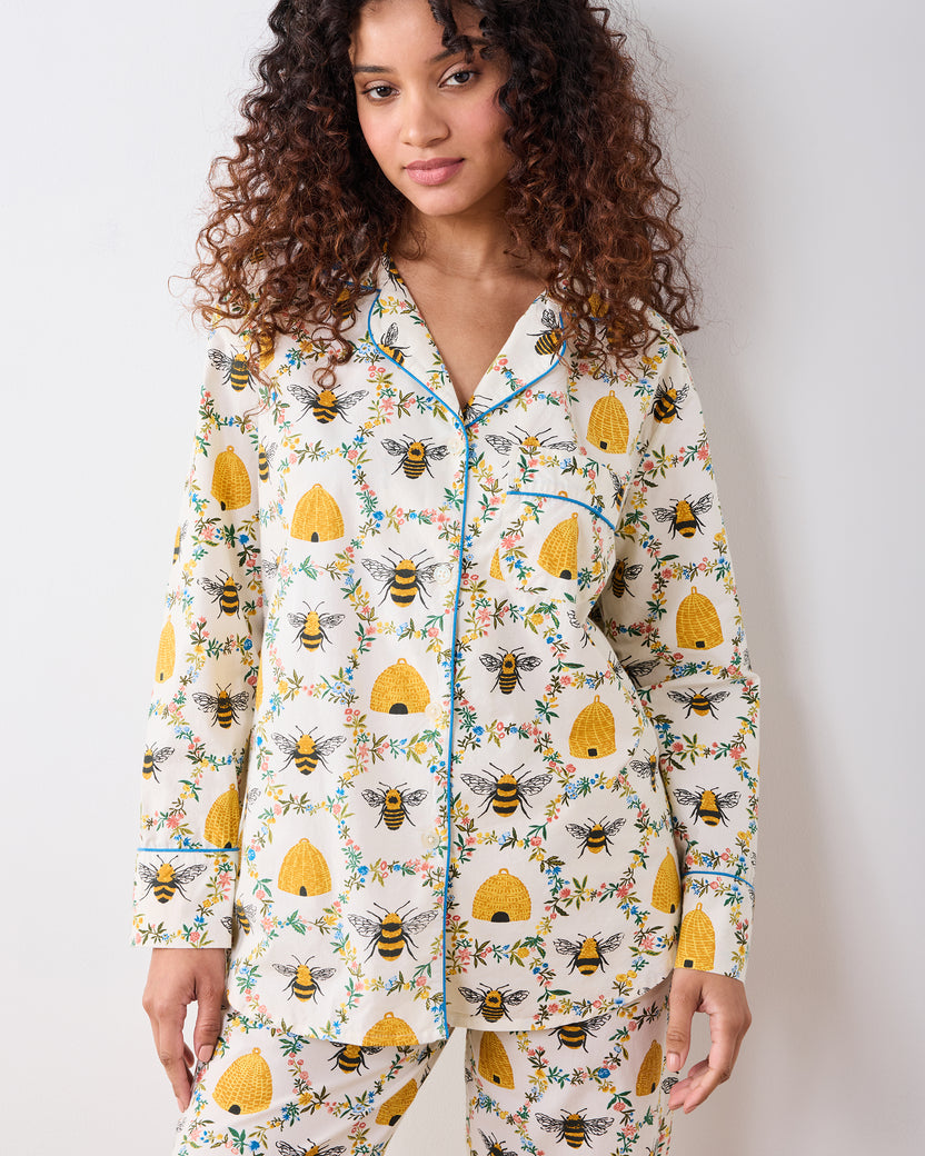 Sweet Bee - Long PJ Set - Cream - Printfresh