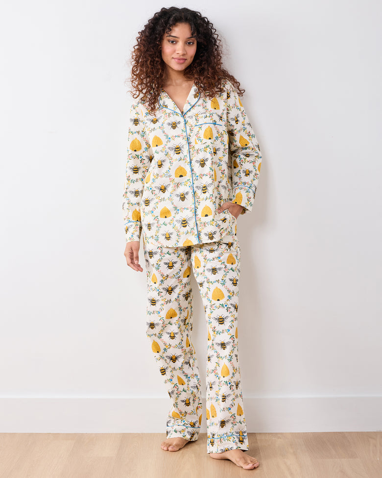 Sweet Bee - Petite Long PJ Set - Cream - Printfresh