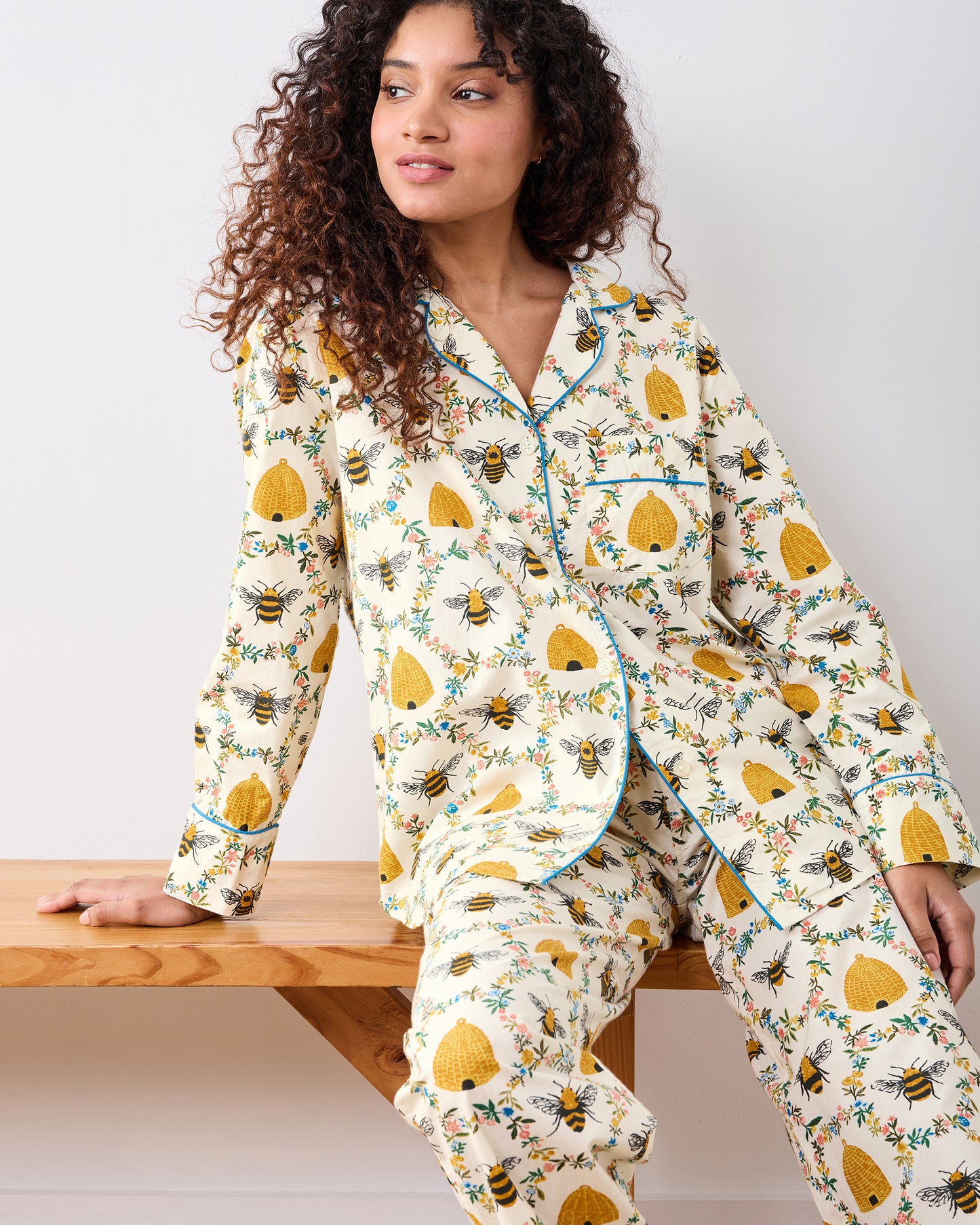 Sweet Bee - Tall Long PJ Set - Cream - Printfresh