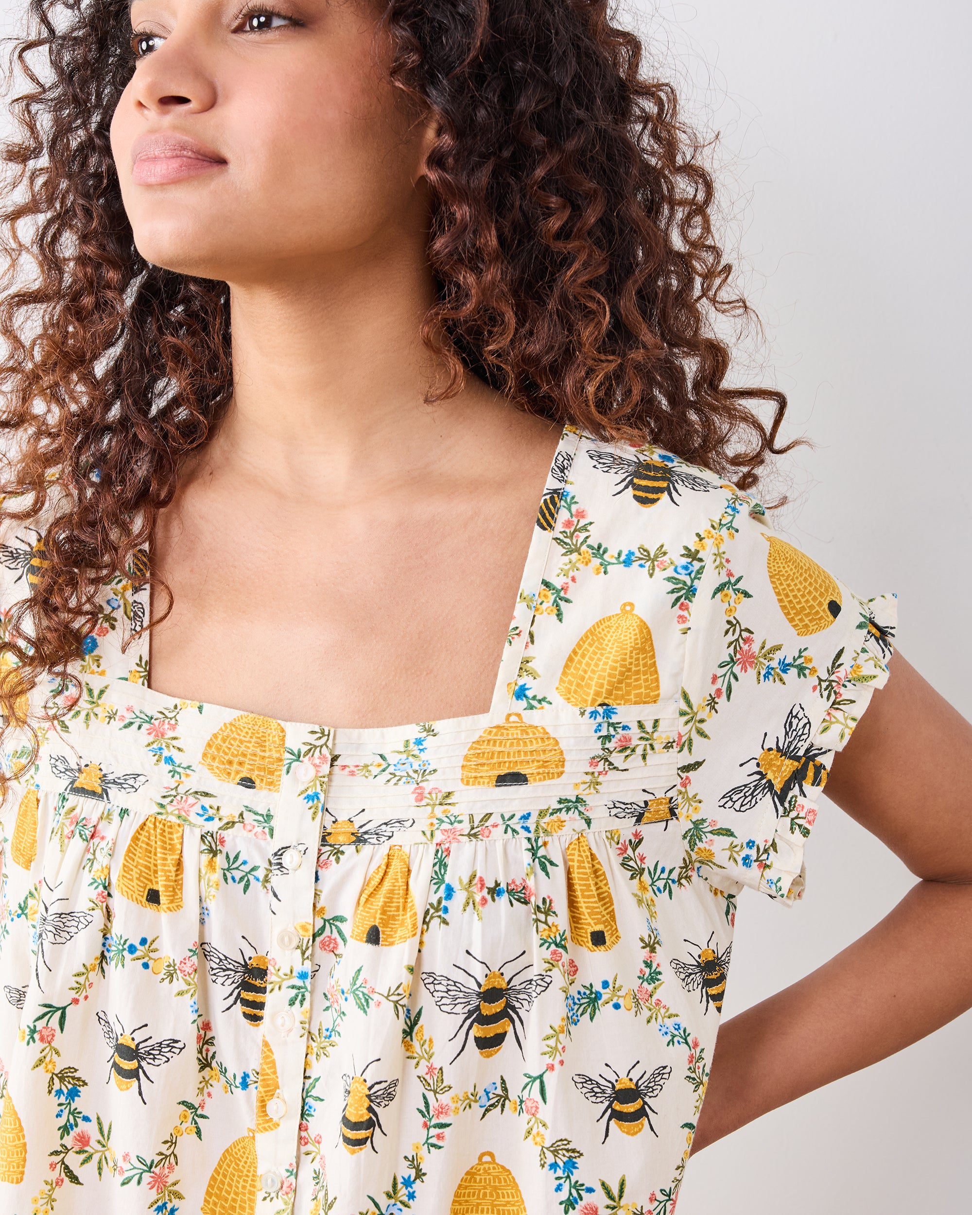Sweet Bee - Pintuck Nightgown - Cream – Printfresh