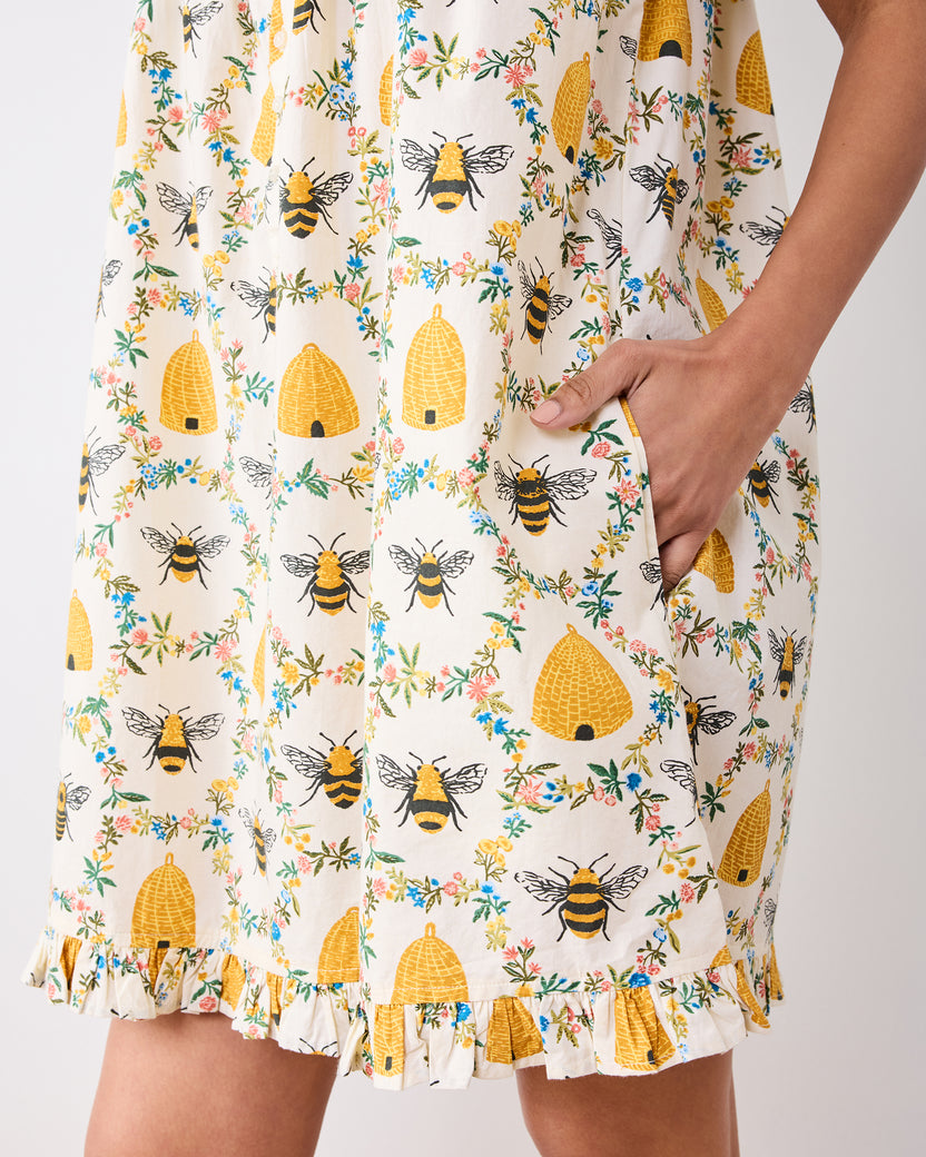 Sweet Bee - Pintuck Nightgown - Cream - Printfresh