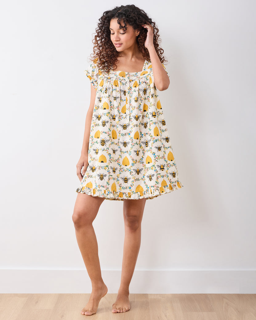 Sweet Bee - Pintuck Nightgown - Cream - Printfresh