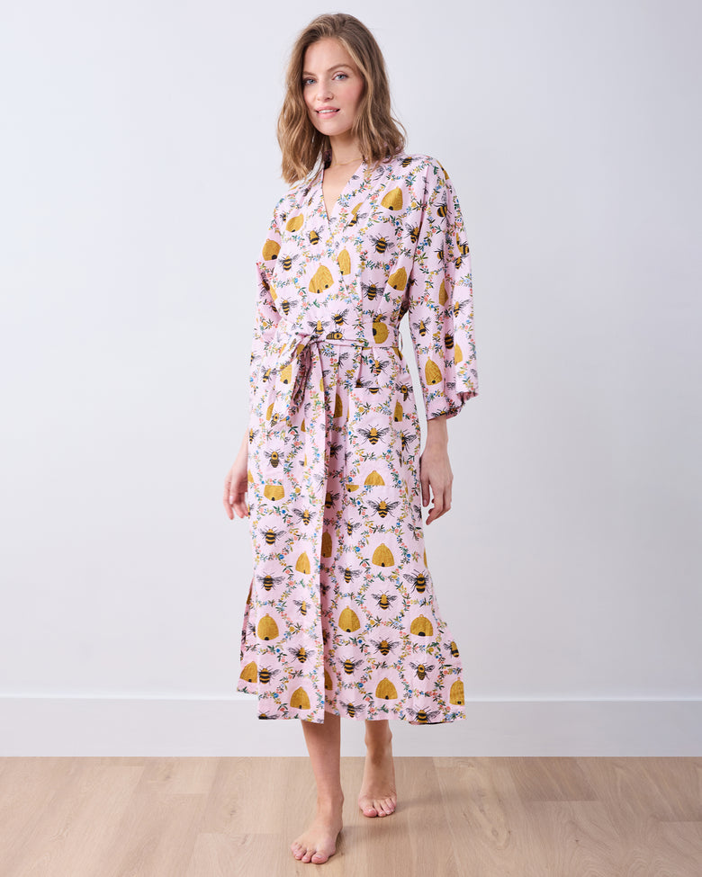 Sweet Bee - Long Robe - Pink Petal - Printfresh