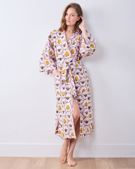 Sweet Bee - Long Robe - Pink Petal - Printfresh