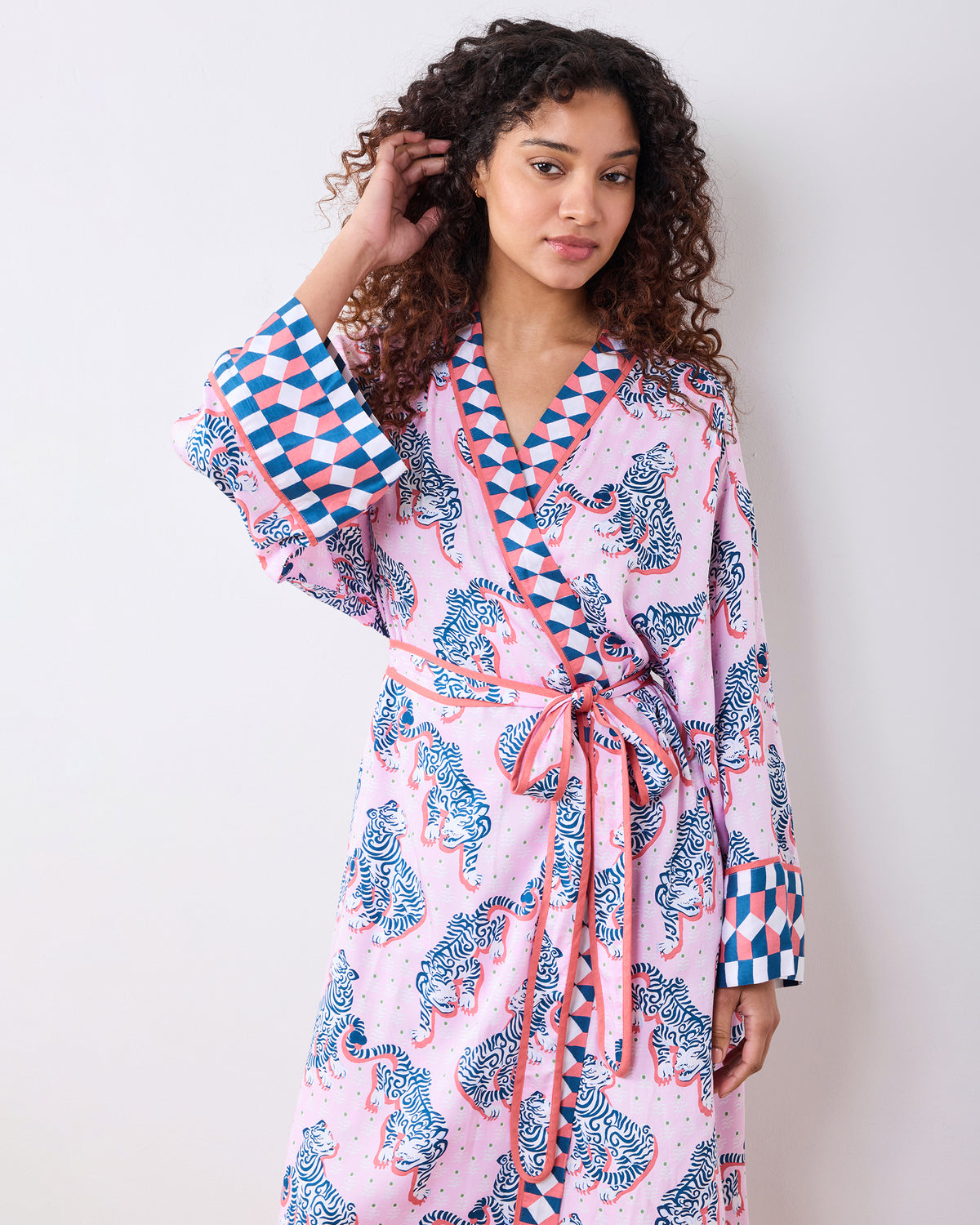 Tiger Queen - Eco Satin Robe - Blush & Bashful - Printfresh
