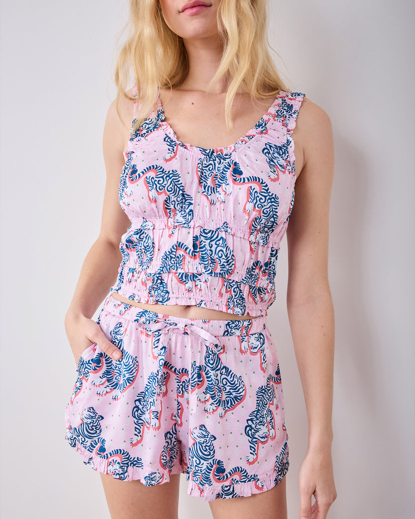 Tiger Queen - Eco Satin Sadie Short Set - Blush & Bashful - Printfresh