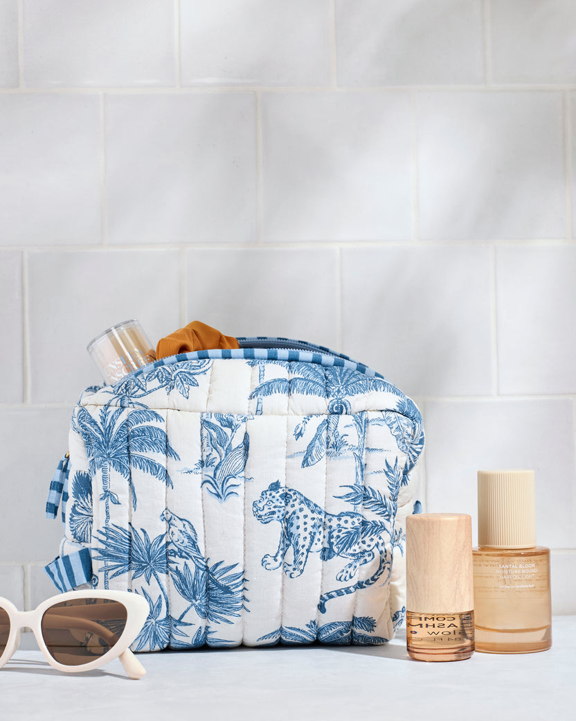 Tropical Toile - Quilted Pouch - Cloud - Printfresh