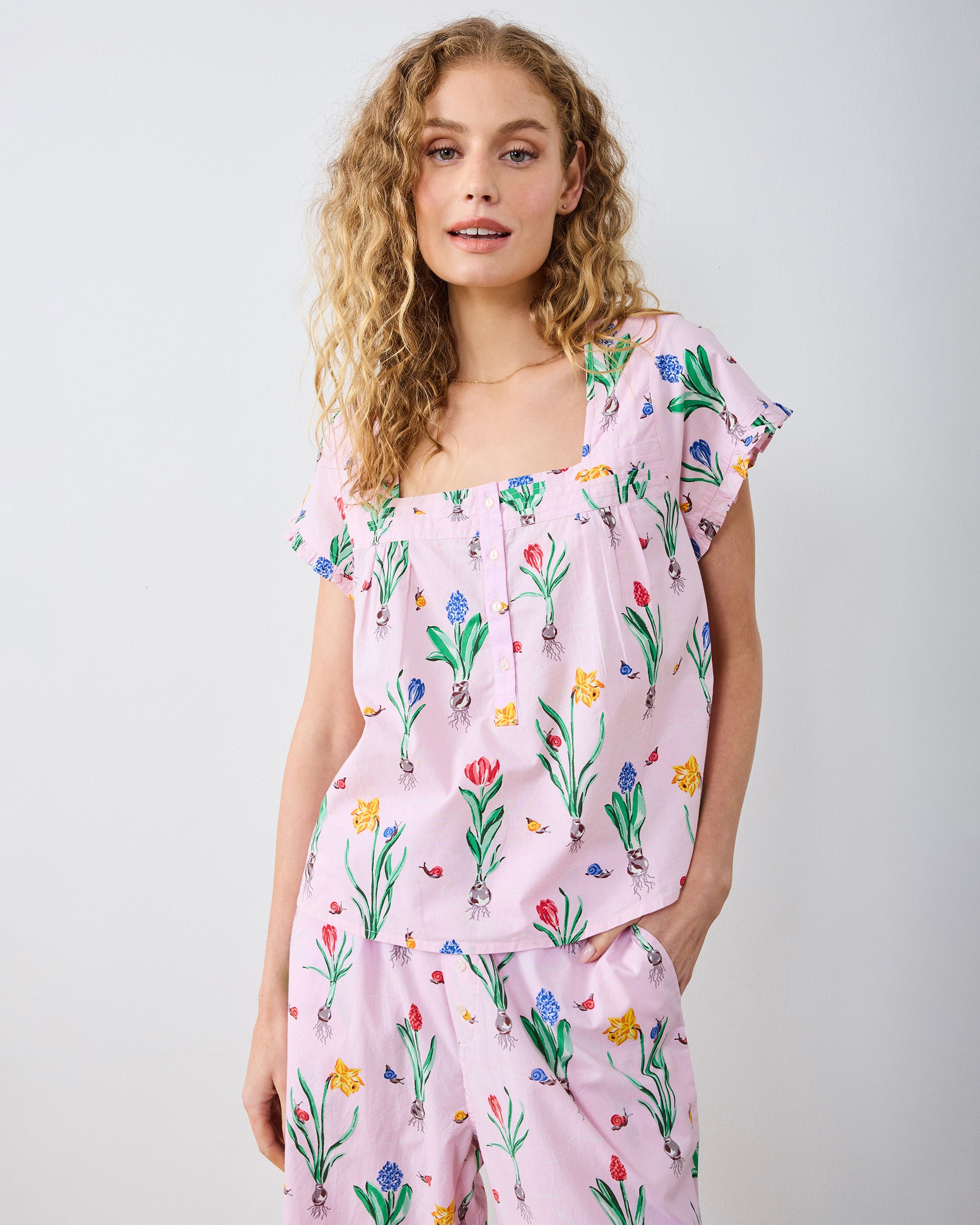 Tulip Trail - Pintuck Cropped Set - Blush – Printfresh