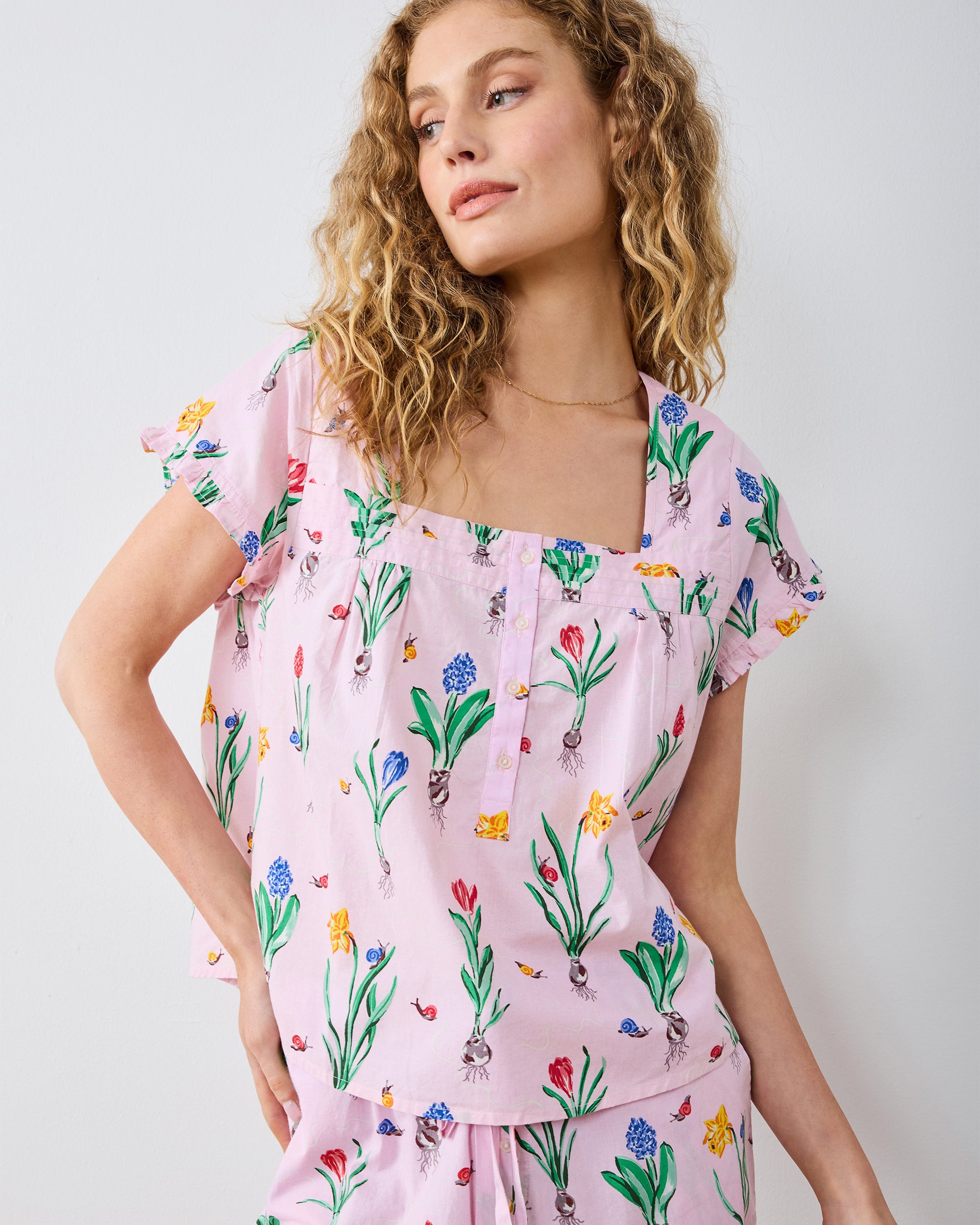 トップス cheeky Tulip Trail - Pintuck Cropped Set - Blush – Printfresh