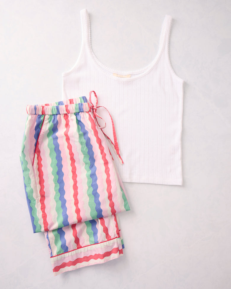 Wavy Stripes - Long PJ Pants & Esme Tank Bundle - Multi - Printfresh