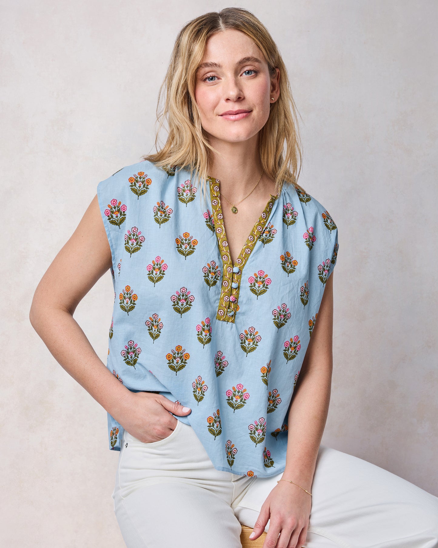 Wildflower Walks - Jordan Blouse - Soft Blue - Printfresh
