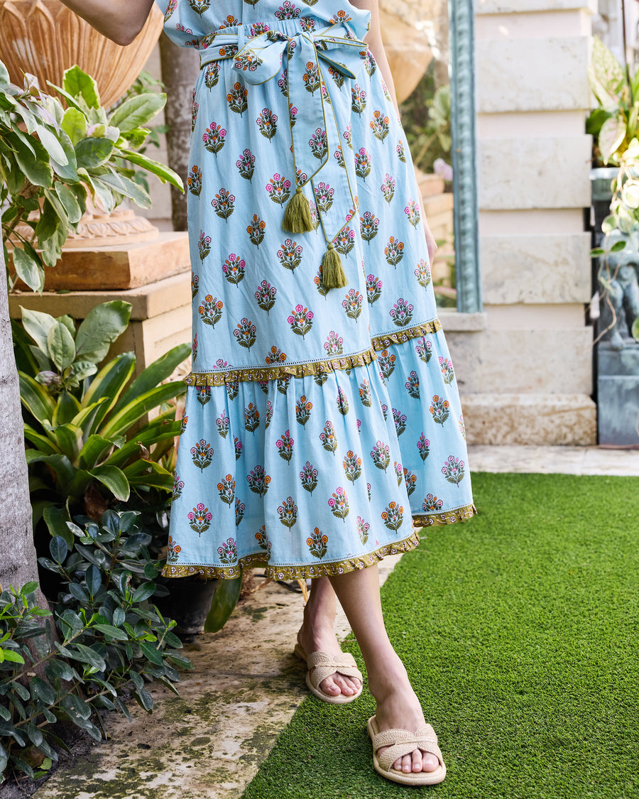 Wildflower Walks - Emmie Skirt & Jordan Blouse Set - Soft Blue - Printfresh