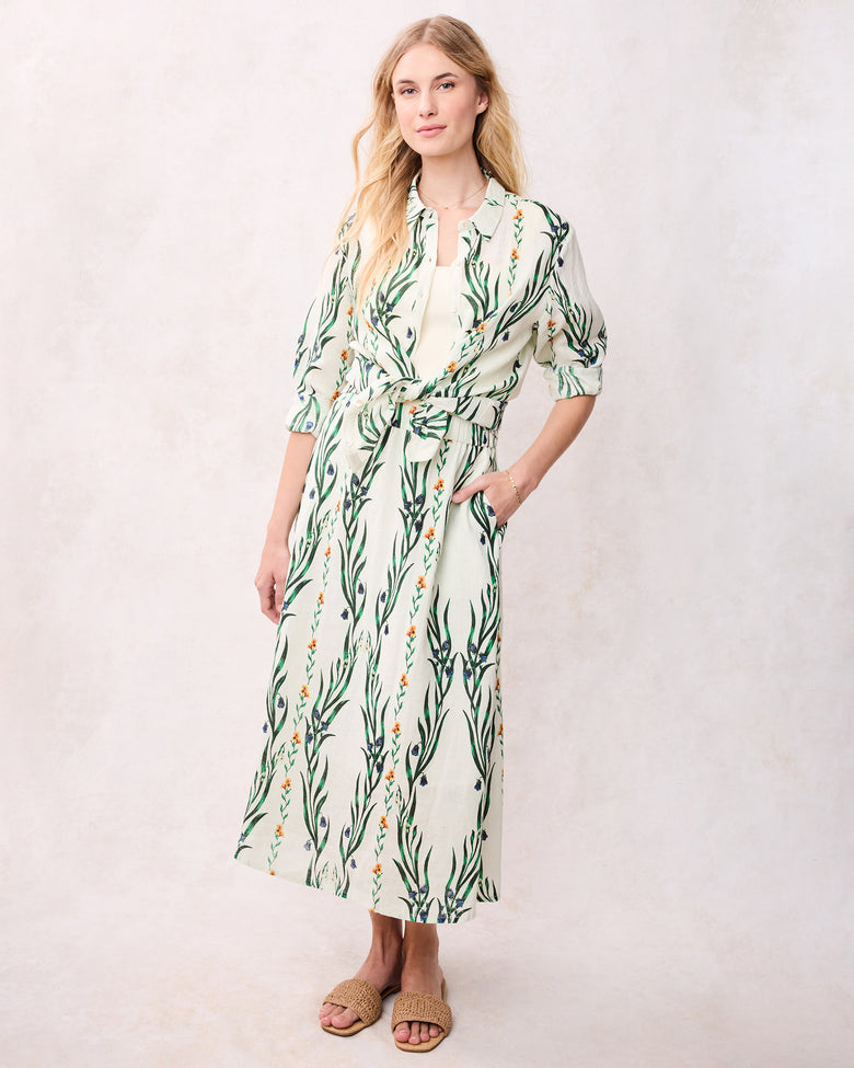 Wildflower Vines - Aster Button Down - Antique Lace - Printfresh