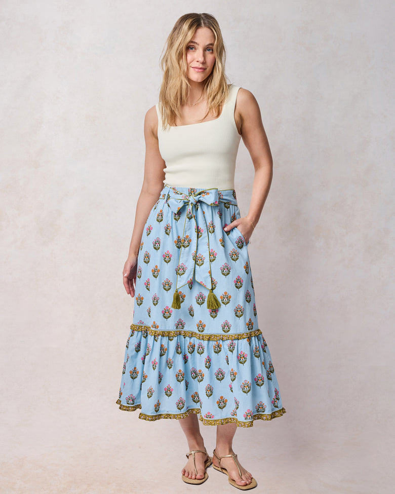 Wildflower Walks - Emmie Skirt - Soft Blue - Printfresh