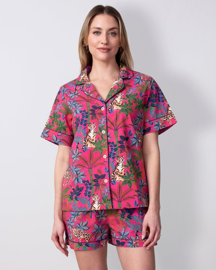 Big Cat Energy - Short PJ Set - Fuchsia - Printfresh