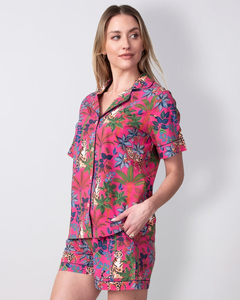Big Cat Energy - Short PJ Set - Fuchsia - Printfresh
