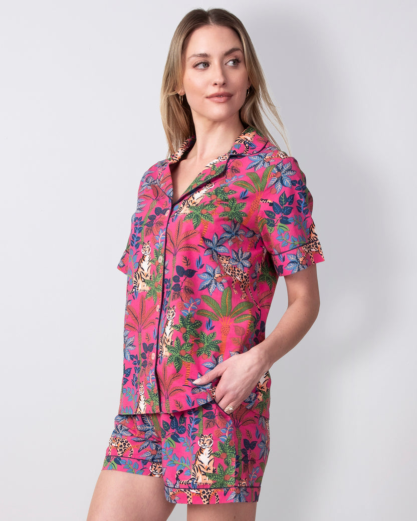 Big Cat Energy - Short PJ Set - Fuchsia - Printfresh