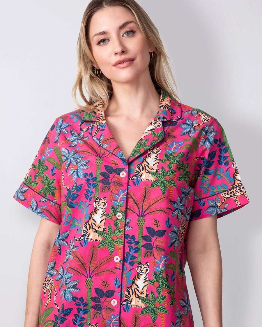 Big Cat Energy - Short PJ Set - Fuchsia - Printfresh