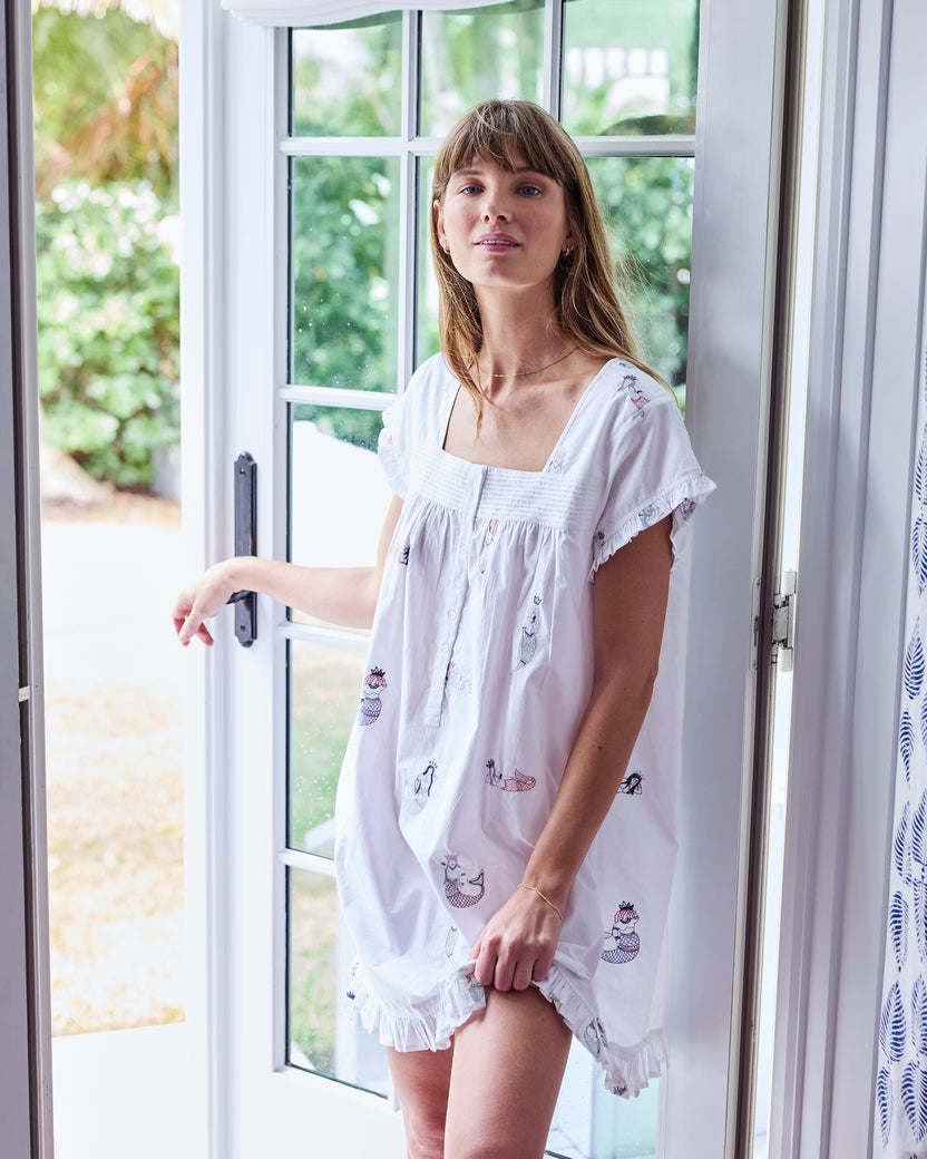 Daughters of Triton - Pintuck Nightgown - Cloud - Printfresh