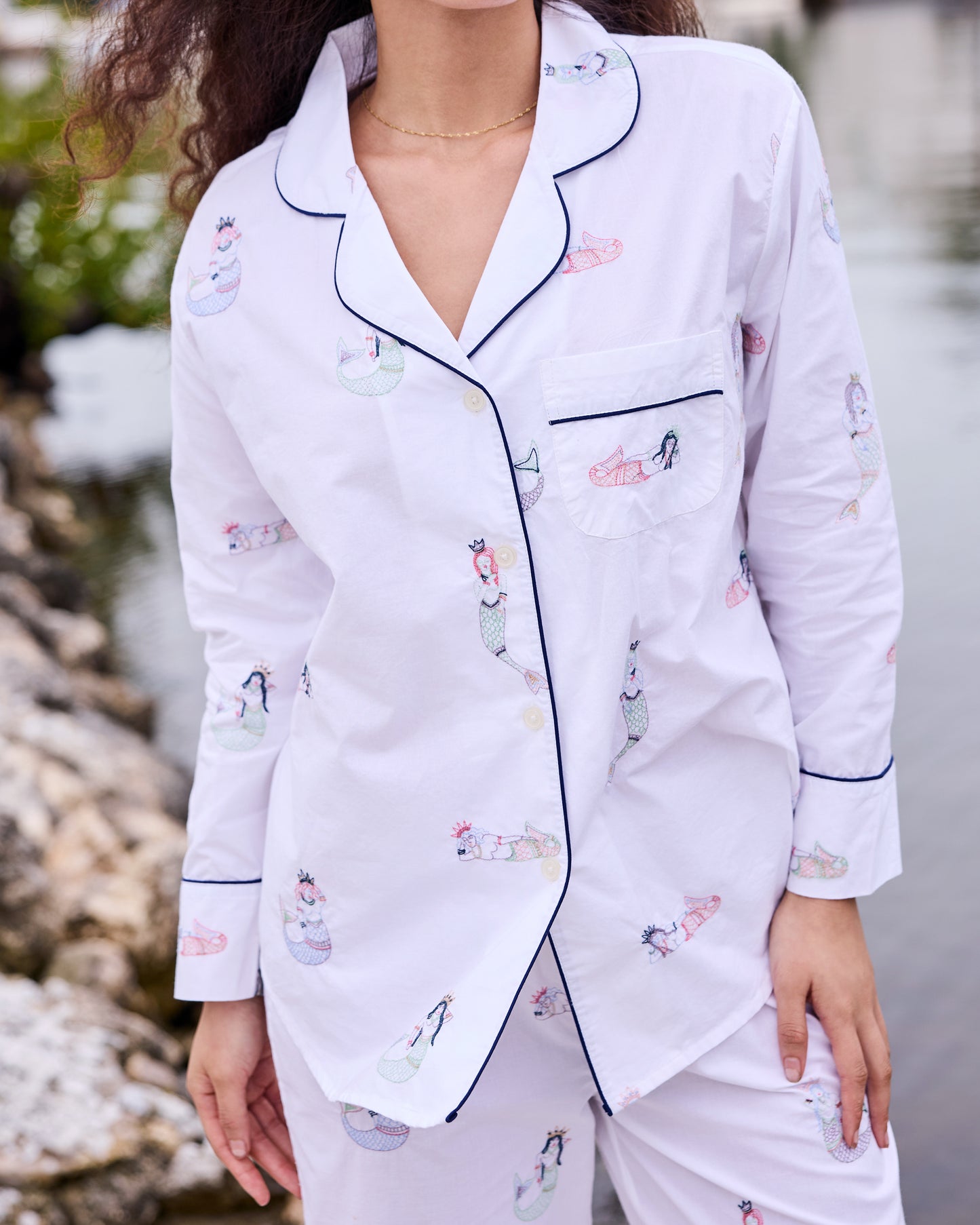 Daughters of Triton - Petite Long PJ Set - Cloud - Printfresh