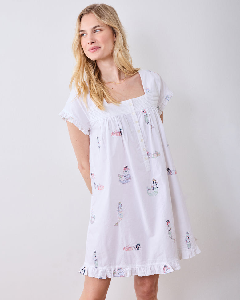 Daughters of Triton - Pintuck Nightgown - Cloud - Printfresh