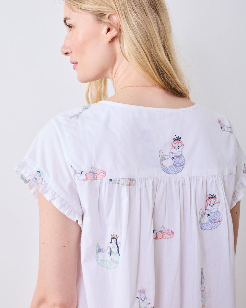 Daughters of Triton - Pintuck Nightgown - Cloud - Printfresh